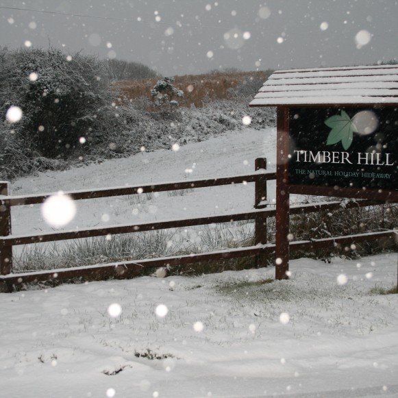 Timber Hill Sign in the Snow