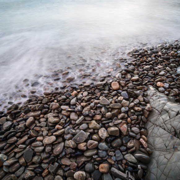 Newgale Slow shutter pebbles 